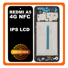 Γνήσια Original Xiaomi Redmi A5 4G NFC (25028RN03Y) IPS LCD Display Screen Assembly Οθόνη + Touch Screen Digitizer Μηχανισμός Αφής + Frame Bezel Πλαίσιο Σασί Black Μαύρο Short Flex 5600010C3ZN00 (Service Pack By Xiaomi)
