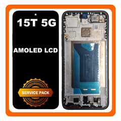 Γνήσια Original Xiaomi 15T 5G (25069PTEBG) AMOLED LCD Display Screen Assembly Οθόνη + Touch Screen Digitizer Μηχανισμός Αφής + Frame Bezel Πλαίσιο Σασί Black Μαύρο 5600010O12A00 (Service Pack By Xiaomi)
