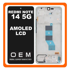 HQ OEM Συμβατό Με Xiaomi Redmi Note 14 5G (24094RAD4G) AMOLED LCD Display Screen Assembly Οθόνη + Touch Screen Digitizer Μηχανισμός Αφής + Frame Bezel Πλαίσιο Σασί Green Πράσινο (Premium A+)