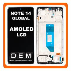 HQ OEM Συμβατό Με Xiaomi Redmi Note 14 4G (24117RN76G, 24117RN76O) Global Version AMOLED LCD Display Screen Assembly Οθόνη + Touch Screen Digitizer Μηχανισμός Αφής + Frame Bezel Πλαίσιο Σασί Black Μαύρο (Premium A+)