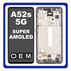 HQ OEM Συμβατό Με Samsung Galaxy A52s 5G (SM-A528B, SM-A528B/DS) Super AMOLED LCD Display Screen Assembly Οθόνη + Touch Screen Digitizer Μηχανισμός Αφής + Frame Bezel Πλαίσιο Σασί Black Μαύρο (Premium A+)