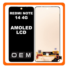 HQ OEM Συμβατό Με Xiaomi Redmi Note 14 4G (24117RN76G, 24117RN76O, 24117RN76E) AMOLED LCD Display Screen Assembly Οθόνη + Touch Screen Digitizer Μηχανισμός Αφής Black Μαύρο (Premium A+)