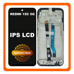 Γνήσια Original Xiaomi Redmi 15C 5G (2508CRN2BC, 2508CRN2BG) IPS LCD Display Screen Assembly Οθόνη + Touch Screen Digitizer Μηχανισμός Αφής + Frame Bezel Πλαίσιο Σασί Black Μαύρο 56000200P1500 (Service Pack By Xiaomi)