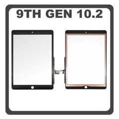 iPad 10.2 (2021),iPad 9th Gen (A2603, A2604) Touch Screen DIgitizer Μηχανισμός Αφής Τζάμι + Adhesive Tape Space Gray Μαύρο (Ref By Apple)