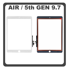 iPad Air (A1474 A1475 A1476), iPad 9.7 (2017), Ipad 5th Gen (A1822, A1823) Touch Panel Screen Digitizer Μηχανισμός Αφής White Άσπρο (Ref By Apple)