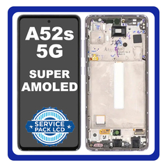 Γνήσια Original Samsung Galaxy A52s 5G (SM-A528B, SM-A528B/DS) Super AMOLED LCD Display Screen Assembly Οθόνη + Touch Screen Digitizer Μηχανισμός Αφής + Frame Bezel Πλαίσιο Σασί Violet Βιολετή GH82-26861C (Service Pack By Samsung)