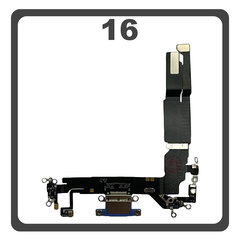 Γνήσια Original For Apple iPhone 16, iPhone16 (A3287, A3081) Charging Dock Connector Type C​ Flex Καλωδιοταινία Κονέκτορας Φόρτισης + Microphone Μικρόφωνο Ultramarine Μπλε Pulled