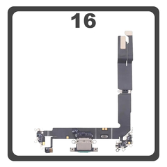 Γνήσια Original For Apple iPhone 16, iPhone16 (A3287, A3081) Charging Dock Connector Lightning Flex Καλωδιοταινία Κονέκτορας Φόρτισης + Microphone Μικρόφωνο Teal Τιρκουάζ Pulled
