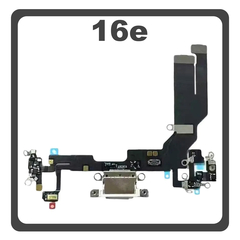 Γνήσια Original For Apple iPhone 16e, (A3212, A3409) Charging Dock Connector Type C Flex Καλωδιοταινία Κονέκτορας Φόρτισης + Microphone Μικρόφωνο White Άσπρο Pulled