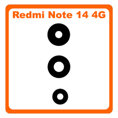 HQ OEM Συμβατό Με Xiaomi Redmi Note 14 4G, Redmi Note14 4G (24117RN76G, 24117RN76O) Camera Lens Τζαμάκι Κάμερας Black Μαύρο (Premium A+)