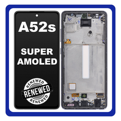 Γνήσια Original Samsung Galaxy A52s 5G (SM-A528B, SM-A528B/DS) Super AMOLED LCD Display Screen Assembly Οθόνη + Touch Screen Digitizer Μηχανισμός Αφής + Frame Bezel Πλαίσιο Σασί Black Μαύρο GH82-26861A (Renewed)