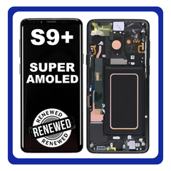 Γνήσια Original Samsung Galaxy S9 Plus (SM-G965F) Οθόνη LCD Display Screen + Touch Screen DIgitizer Μηχανισμός Αφής + Frame Πλαίσιο Black GH97-21691A (Renewed)