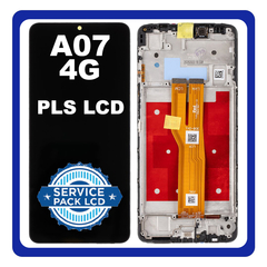 Γνήσια Original Samsung Galaxy A07 4G (SM-A075B, SM-A075B/DS) PLS LCD Display Screen Assembly Οθόνη + Touch Screen  Digitizer Μηχανισμός Αφής + Πλαίσιο Frame Black Μαύρο GH81-28044A (Service Pack By Samsung)