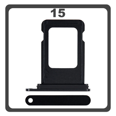Original for iPhone 15, iPhone15 (A3090, A2846) SIM Card Tray Θήκη Κάρτας Sim Black Μαύρο