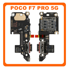 Γνήσια Original Poco F7 Pro 5G (24117RK2CG) USB Type-C Charging Dock Connector Flex Sub Board, Καλωδιοταινία Υπό Πλακέτα Φόρτισης + Microphone Μικρόφωνο + Sim Reader 56002400O1100 (Service Pack By Xiaomi)