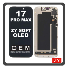 HQ OEM Συμβατό Με Apple iPhone 17 Pro Max, iPhone 17Pro Max (A3526, A3257) ZY SOFT OLED Display Screen Assembly Οθόνη + Touch Screen Digitizer Μηχανισμός Αφής Black Μαύρο (Premium A+)