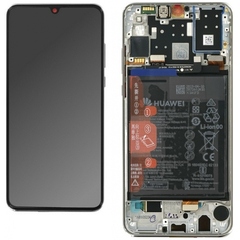 Γνήσιο Original Huawei P30 Lite (MAR-L01A, MAR-L21A, MAR-LX1A, MAR-LX1M, MAR-AL00, MAR-TL00, MAR-LX2, Marie-L21A, Marie-L01A, Marie-L21MEA, Marie-L22A, MAR-LX1A, MAR-LX3A, MAR-LX2J, MAR-LX1B, MAR-LX3Bm) Lcd Screen Display Οθόνη + Touch Screen Digitizer Μηχανισμός Αφής + Πλαίσιο Σασί Frame Bezel + Battery Μπαταρία Pearl White 02352RQC (Service Pack By Huawei)