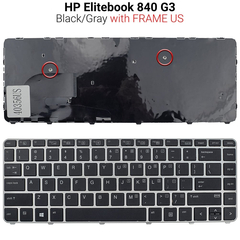 Πληκτρολόγιο hp Elitebook 840 g3 With Frame us