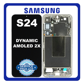 Γνήσια Original Samsung Galaxy S24 5G (SM-S921B, SM-S921B/DS) Dynamic LTPO AMOLED 2X LCD Display Screen Assembly Οθόνη + Touch Screen Digitizer Μηχανισμός Αφής + Frame Bezel Πλαίσιο Σασί Amber Yellow Κίτρινο GH82-33287D (Service Pack) (Asmbld)