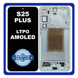 Γνήσια Original Samsung Galaxy S25 Plus S25+ (SM-S936B, SM-S936B/DS) Dynamic LTPO AMOLED 2X LCD Display Screen Assembly Οθόνη + Touch Screen Digitizer Μηχανισμός Αφής + Frame Πλαίσιο Mint Πράσινο GH82-36368B (Service Pack) (Asmbld)