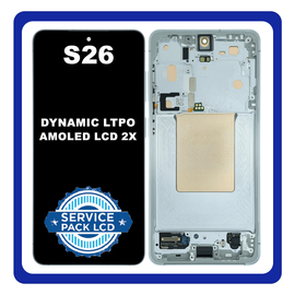 Γνήσια Original Samsung Galaxy S26 (SM-S942B, SM-S942B/DS) Dynamic LTPO AMOLED 2X LCD Display Screen Assembly Οθόνη + Touch Screen Digitizer Μηχανισμός Αφής + Frame Μεσαίο Πλαίσιο White Άσπρο GH82-39192D (Service Pack) (Asmbld)