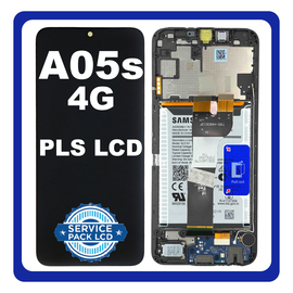 Γνήσια Original Samsung Galaxy A05s 4G (SM-A057F, SM-A057F/DS) PLS LCD Display Screen Assembly Οθόνη + Touch Screen Digitizer Μηχανισμός Αφής + Frame Bezel + Sup Board ​+ Battery Μπαταρία Black Μαύρο GH83-10287A (Service Pack By Samsung)
