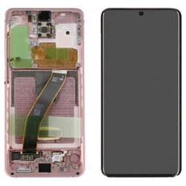 Γνήσια Original Samsung Galaxy S20 5G (SM-G981, SM-G981F), Samsung Galaxy S20 4G (SM-G980, SM-G980F) Dynamic AMOLED Οθόνη LCD Display Screen + Touch Screen DIgitizer Μηχανισμός Αφής + Frame Πλαίσιο GH82-22123C Cloud Pink (Service Pack)