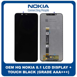 OEM HQ Nokia 8.1 Nokia8.1 , Nokia X7 NokiaX7 (TA-1099, TA-1113, TA-1115, TA-1131, TA-1119, TA-1121, TA-1128) IPS LCD Display Screen Assembly Οθόνη + Touch Screen Digitizer Μηχανισμός Αφής Black Μαύρο (Premium A+)