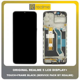 Γνήσιο Original Realme 5 Realme5 (RMX1911, RMX1919) IPS LCD Display Assembly Screen Οθόνη + Touch Screen DIgitizer Μηχανισμός Αφής + Frame Bezel Πλαίσιο Σασί Black Μαύρο REALME5LCDTP (Service Pack By Realme)