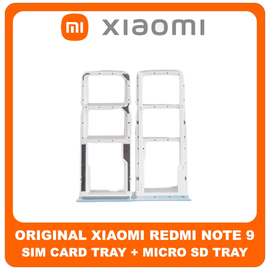 Γνήσιο Original Xiaomi Redmi Note 9, Redmi Note9 (M2003J15SC, M2003J15SG, M2003J15SS) SIM Card Tray + Micro SD Tray Slot Υποδοχέας Βάση Θήκη Κάρτας SIM Polar White Άσπρο 482000003H3W​ (Service Pack By Xiaomi)