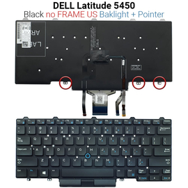 Πληκτρολόγιο Dell Latitude E5450 no Frame us Bl+tr