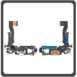 HQ OEM Συμβατό Με Apple iPhone 12 (A2403, A2172) iPhone 12 Pro (A2407, A2341 ) Charging Dock Connector Lightning Flex Καλωδιοταινία Κονέκτορας Φόρτισης + Microphone Μικρόφωνο White Άσπρο (Premium A+​)