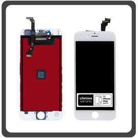 OEM HQ Iphone 6 , Iphone6 (A1549, A1586, A1589, A1522, A1524, A1593, iPhone7,2) IPS LCD Display Assembly Screen Οθόνη + Touch Screen Digitizer Μηχανισμός Αφής White Άσπρο (Lifetime Warranty Για Συνεργατες B2B​)