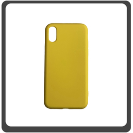 Θήκη Πλάτης - Back Cover, Silicone Σιλικόνη Liquid TPU Soft Protective Case Yellow Κίτρινο For iPhone XS Max