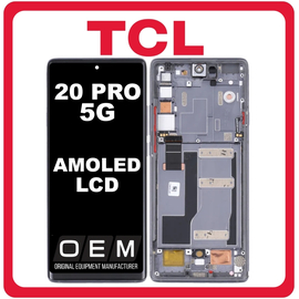 HQ OEM Συμβατό Με TCL 20 Pro 5G (T810H) AMOLED LCD Display Screen Assembly Οθόνη + Touch Screen Digitizer Μηχανισμός Αφής + Frame Bezel Πλαίσιο Σασί Moondust Gray Μαύρο (Premium A+)