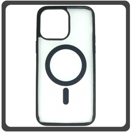 Θήκη Πλάτης - Back Cover, Silicone Σιλικόνη Frosted Edge Macaroon Magnetic Case Black Μαύρο For iPhone 14 Pro