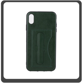 Θήκη Πλάτης - Back Cover, Silicone Σιλικόνη Δερματίνη Leather Minimalist Support Case Green Πράσινο For iPhone X/XS