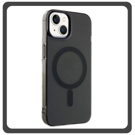 Θήκη Πλάτης - Back Cover, Silicone Σιλικόνη Material Pattern Plated Magnetic Case Black Μαύρο For iPhone 14