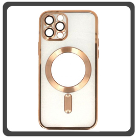 Θήκη Πλάτης - Back Cover, Silicone Σιλικόνη Pattern Plated Magnetic Case Gold Χρυσό For iPhone 14 Pro