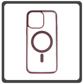 Θήκη Πλάτης - Back Cover, Silicone Σιλικόνη Frosted Edge Macaroon Magnetic Case Plum Purple Μωβ For iPhone 14