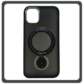 Θήκη Πλάτης - Back Cover, Silicone Σιλικόνη Magnetic Bracket Protective Case Black Μαύρο For iPhone 13