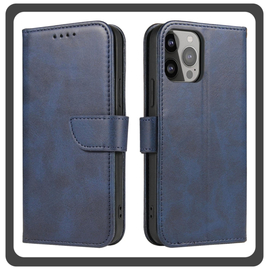 Θήκη Book, Leather Δερματίνη Flap Wallet Case with Clasp Blue Μπλε For iPhone 13