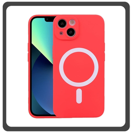 Θήκη Πλάτης - Back Cover, Silicone Σιλικόνη Liquid Silicone Magnetic Protection Case Red Κόκκινη For iPhone 13