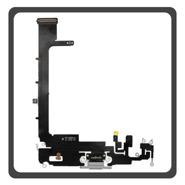 HQ OEM Συμβατό Με Apple iPhone 11 Pro Max, iPhone 11 ProMax (A2218, A2161) Charging Dock Connector Lightning Flex Καλωδιοταινία Κονέκτορας Φόρτισης + Microphone Μικρόφωνο White Άσπρο (Premium A+)