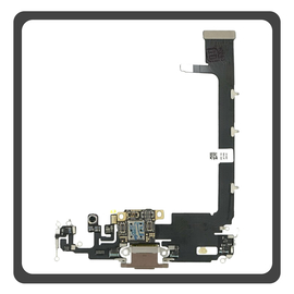 HQ OEM Συμβατό Με Apple iPhone 11 Pro (A2215, A2160) Charging Dock Connector Lightning Flex With Board Καλωδιοταινία Κονέκτορας Φόρτισης + Microphone Μικρόφωνο Gold Χρυσό (Premium A+)