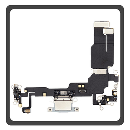 Γνήσια Original For Apple iPhone 15, iPhone15 (A3090, A2846) Charging Dock Connector Lightning Flex Καλωδιοταινία Κονέκτορας Φόρτισης + Microphone Μικρόφωνο Blue Μπλε Pulled