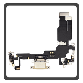 Γνήσια Original For Apple iPhone 15, iPhone15 (A3090, A2846) Charging Dock Connector Lightning Flex Καλωδιοταινία Κονέκτορας Φόρτισης + Microphone Μικρόφωνο Yellow Κίτρινο Pulled