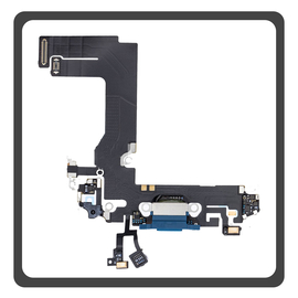 HQ OEM Συμβατό Με Apple iPhone 13 mini (A2628, A2481) Charging Dock Connector Lightning Flex Καλωδιοταινία Κονέκτορας Φόρτισης + Microphone Μικρόφωνο Blue Μπλε (Premium A+)