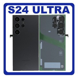 HQ OEM Συμβατό Με Samsung Galaxy S24 Ultra 5G (SM-S928B, SM-S928B/DS) Rear Back Battery Cover + Camera Lens Πίσω Κάλυμμα Καπάκι Πλάτη Μπαταρίας + Τζαμάκι Κάμερας Titanium Black Μαύρο (Premium A+)
