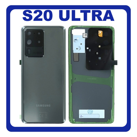 Γνήσια Original Samsung Galaxy S20 Ultra (SM-G988B/DS) Rear Back Battery Cover Πίσω Κάλυμμα Καπάκι Μπαταρίας Camera Lens Τζαμάκι Κάμερας Grey Γκρι GH82-22217B (Service Pack By Samsung)